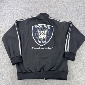 Transformers Decepticon Police Jacket Mens XS Black Track Full Zip Graphic Logo